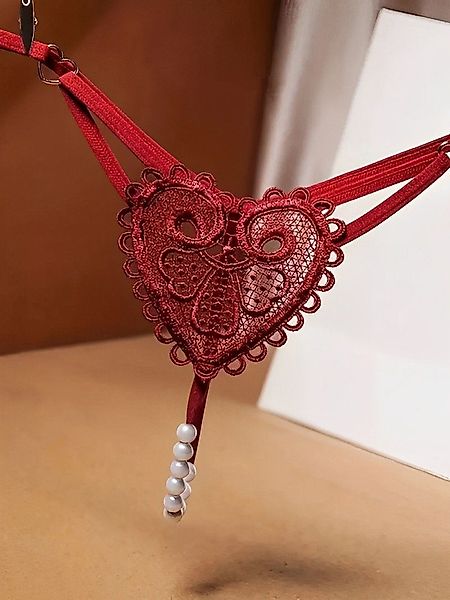 Elegant Love String-Ouvert Spitzen-Tanga mit Perlen günstig online kaufen
