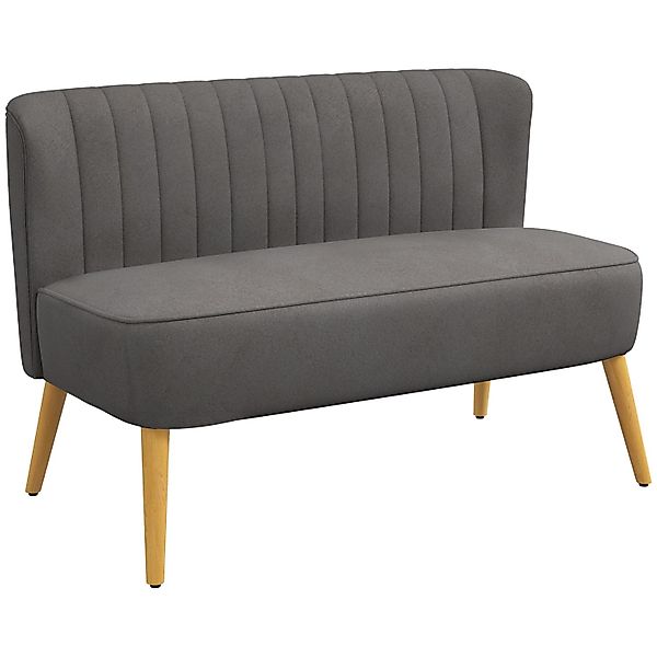 HOMCOM 2-Sitzer Zweisitzer, Loveseat mit Leinenoptik, Doppelsofa mit Holzbe günstig online kaufen
