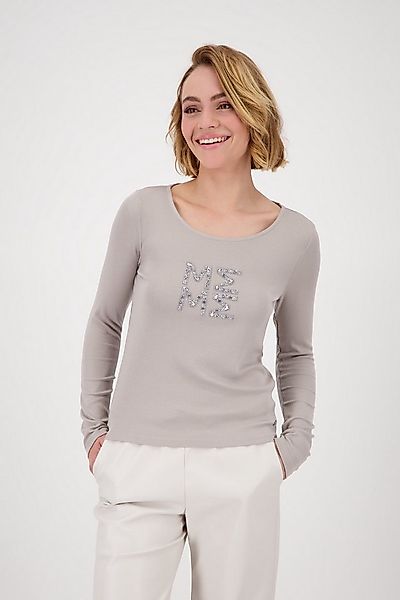 Monari Langarmshirt Shirt Rippe + Schmuck Mit Rundhalsausschnitt günstig online kaufen