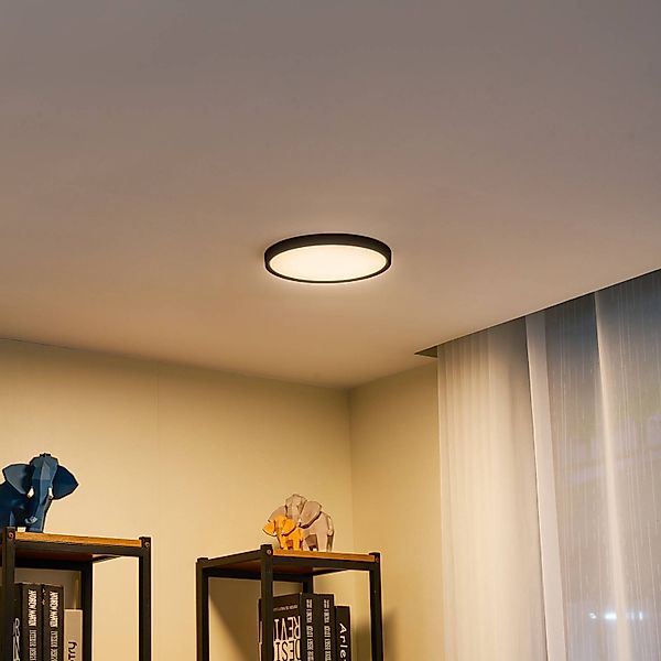 Lindby LED-Deckenleuchte Pravin, Ø 23 cm, 3.000 K, schwarz günstig online kaufen