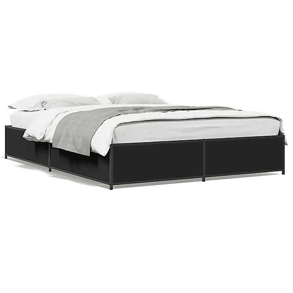 vidaXL Bettgestell Schwarz 140x200 cm Holzwerkstoff und Metall 3279842 günstig online kaufen