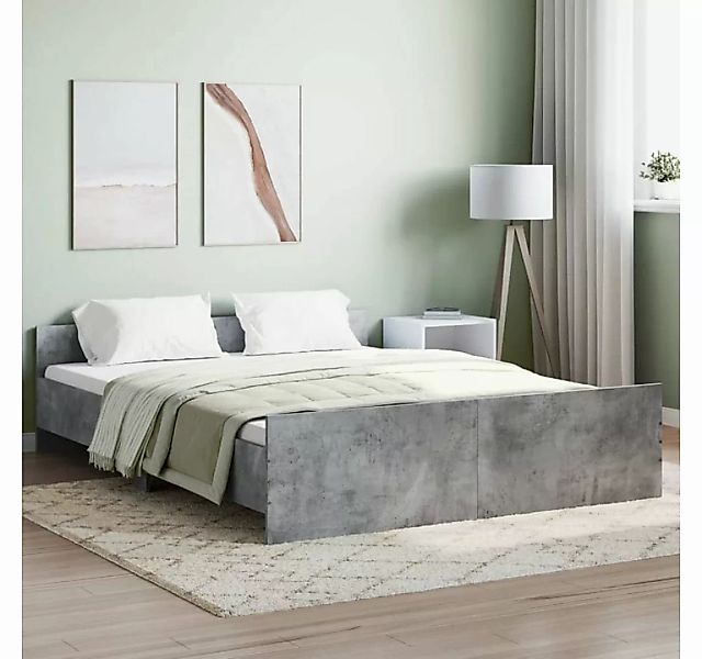 furnicato Bett Bettgestell mit Kopf- und Fußteil Betongrau 140x200 cm günstig online kaufen