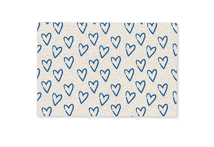 MuchoWow Fußmatte Herzmuster - Blau - Beige - Liebe, Rechteckig, innen Schm günstig online kaufen