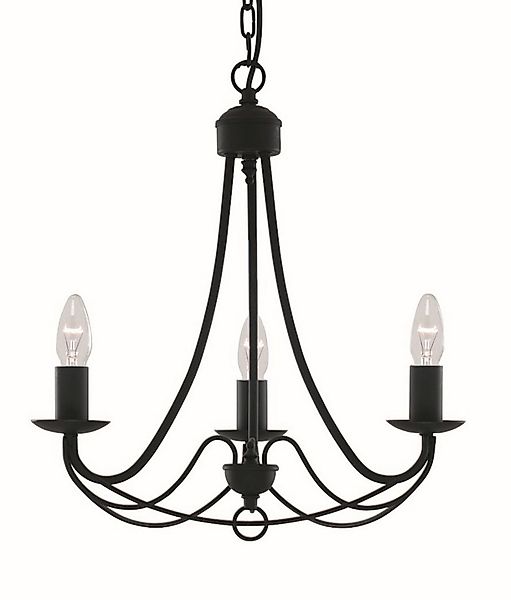 Licht-Erlebnisse Kronleuchter MAYPOLE, ohne Leuchtmittel, Schwarz 3-armig E günstig online kaufen