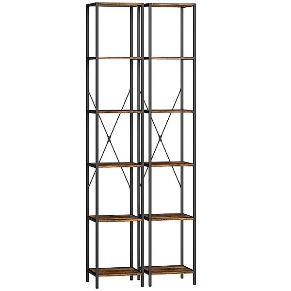 HOMCOM Bücherregal 2er-Set Regal mit 6 Ebenen, Standregal Industrial Dekore günstig online kaufen