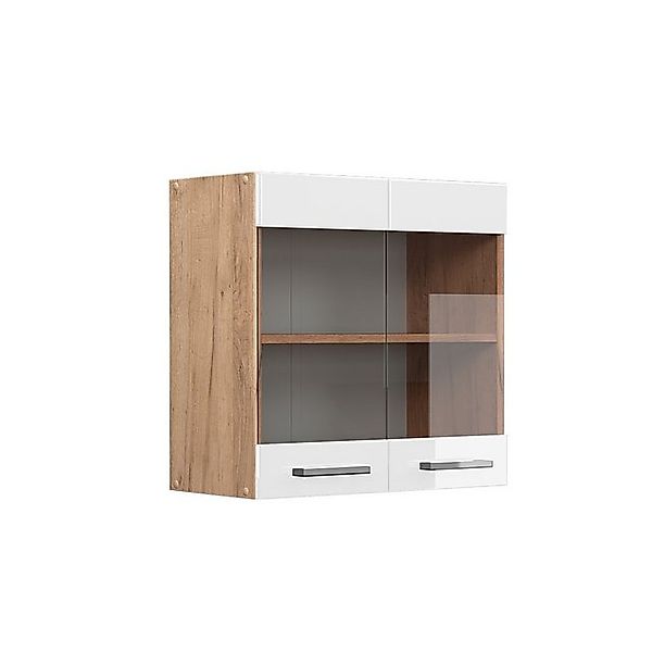 Vicco Küchenglasschrank R-Line Glashängeschrank Weiß Hochglanz/Goldkraft Ei günstig online kaufen