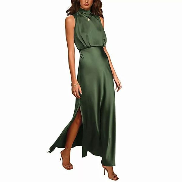 jalleria Dirndl Satin-Kleid mit Stehkragen ärmelloses, leichtes Abendkleid günstig online kaufen