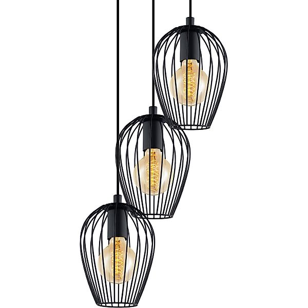 EGLO Pendelleuchte NEWTOWN Pendellampe, schwarz, Stahl, E27, Hängeleuchte, günstig online kaufen