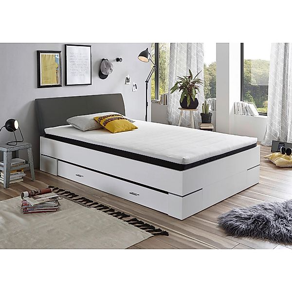 Futonbett Lena weiß anthrazit Liegefläche B/L: ca. 140x200 cm günstig online kaufen