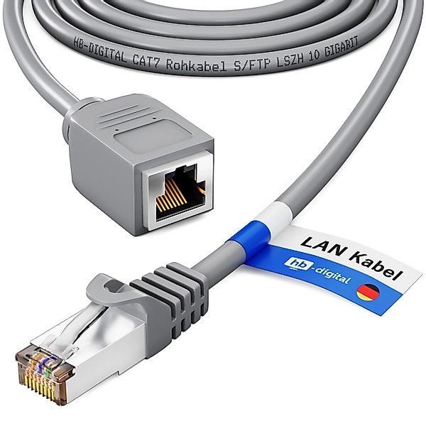 hb-digital RJ45 Verlängerungskabel 2m CAT7 RJ45 S/FTP PiMF LSZH Grau günstig online kaufen
