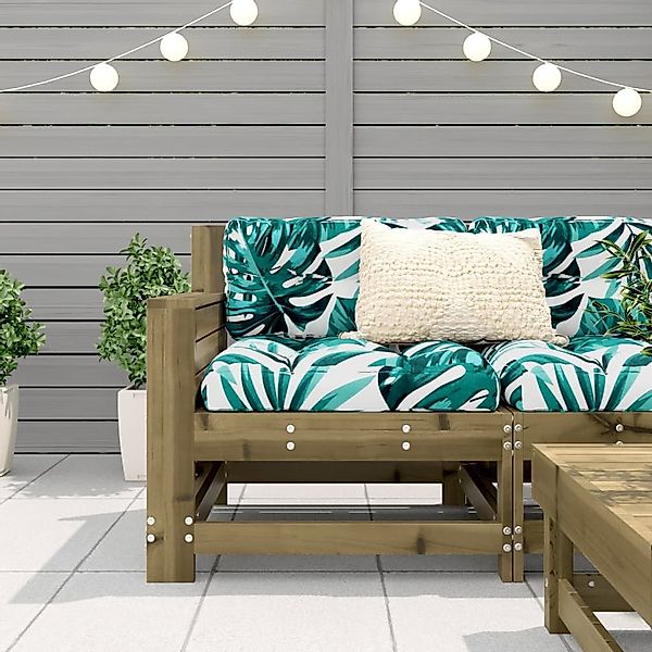 vidaXL Sofaelement Gartensofa mit Armlehne Kissen günstig online kaufen
