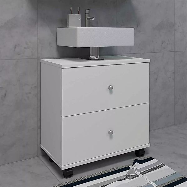Waschtischunterbau weiss mit zwei Schubladen modernem Design günstig online kaufen