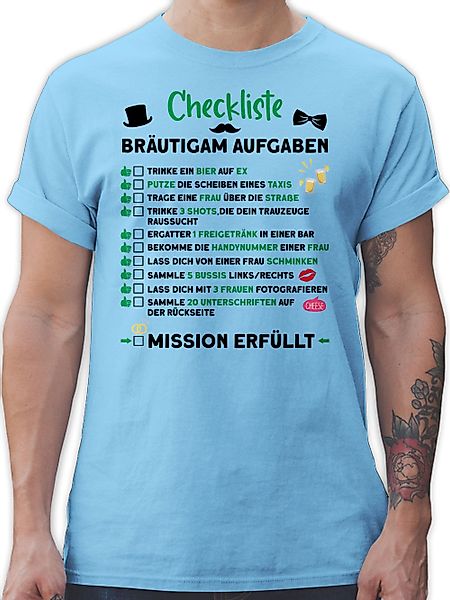 Shirtracer T-Shirt Checkliste Bräutigam Aufgaben JGA günstig online kaufen