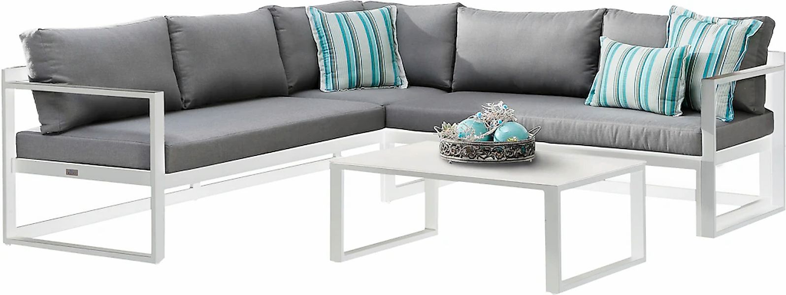 Best Loungeset "Rhodos", (Set, 15 tlg.), bestehend aus 2 Sitzbänken, 1 Tisc günstig online kaufen