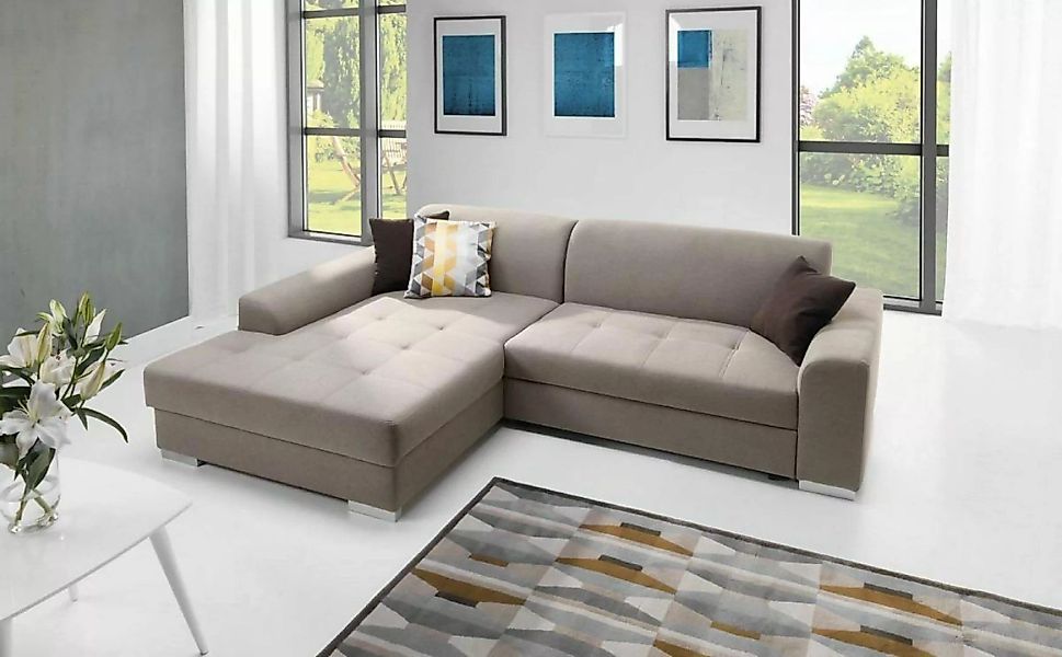 JVmoebel Ecksofa Beiges Ecksofa Luxus Polster Couch Schlafsofa mit Bettfunk günstig online kaufen