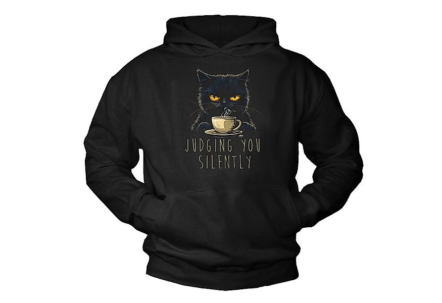 MAKAYA Kapuzenpullover mit Katzenmotiv Lustige Sprüche Sweatshirt Judging Y günstig online kaufen