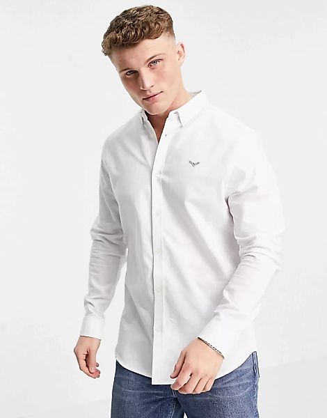 Threadbare – Langärmliges Oxford-Hemd in Weiß günstig online kaufen