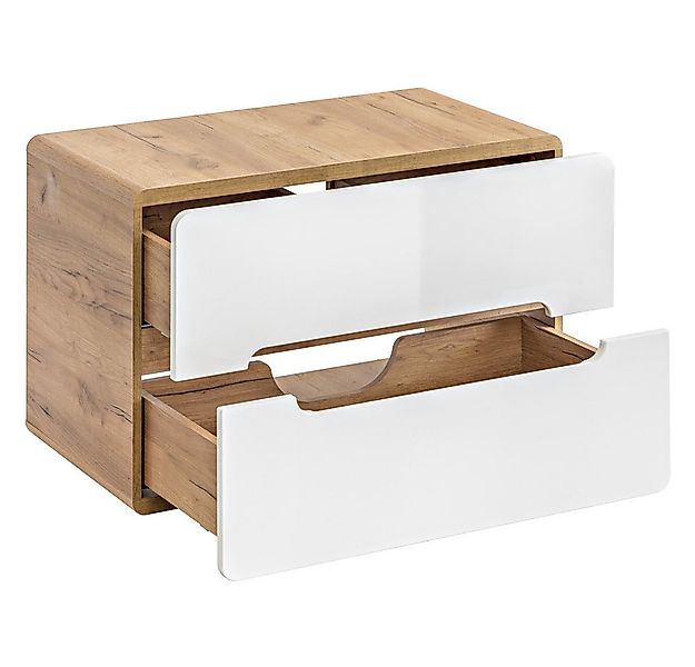 Lomadox Badmöbel-Set LUTON-56, (Spar-Set, 3-St), weiß mit Wotan Eiche Nb. C günstig online kaufen