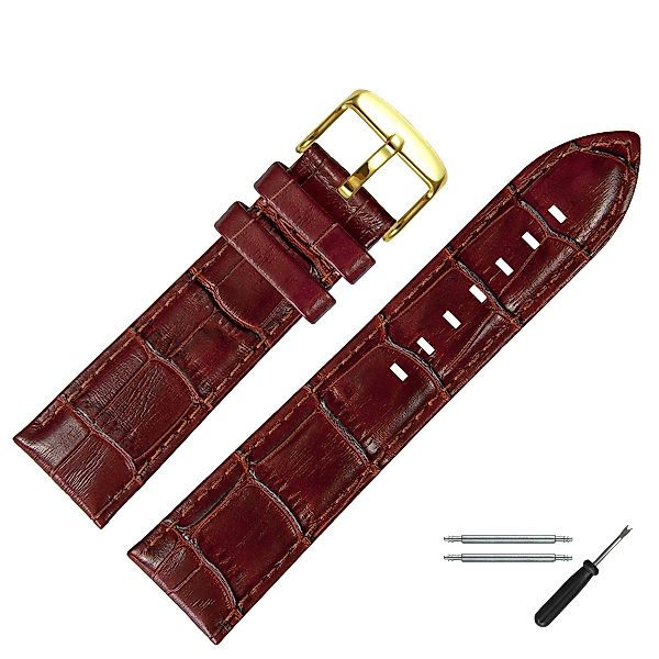 MARBURGER Uhrenarmband 22mm Leder Alligator Prägung günstig online kaufen