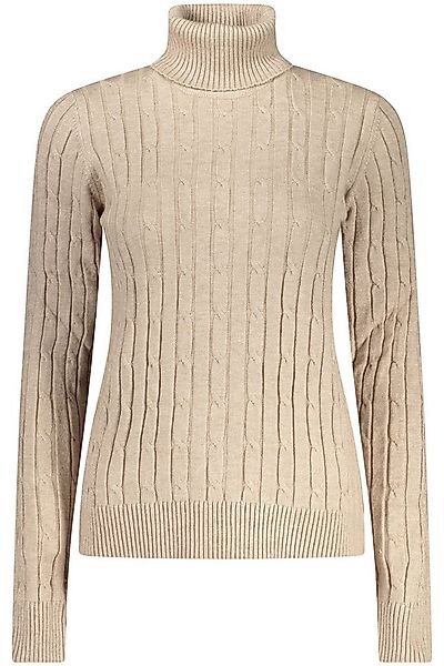 NORWAY 1963 Strickpullover Beiger Damenpullover mit Rollkragen und Zopfmust günstig online kaufen