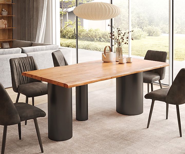 Esstisch Edge 200x100 Akazie Natur Troa Metall Schwarz Live-Edge günstig online kaufen