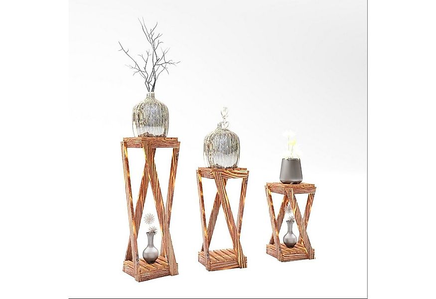 en.casa Satztisch, »Muonio« 3er Set aus Holz Dunkler Holzton günstig online kaufen