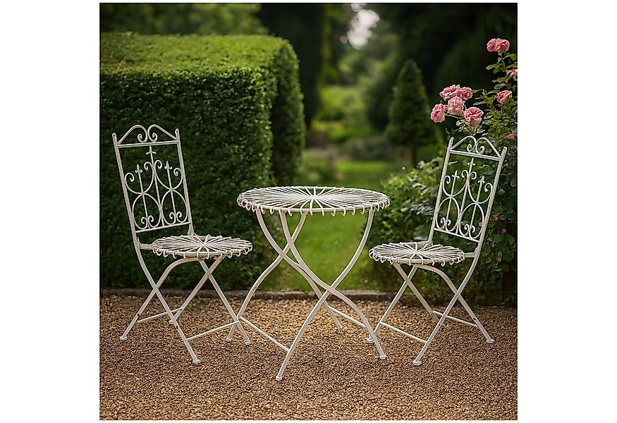 HTI-Living Sitzgruppe Tischgruppe Weiß Romantic Garden, (Set, 3-tlg., 1x Ti günstig online kaufen