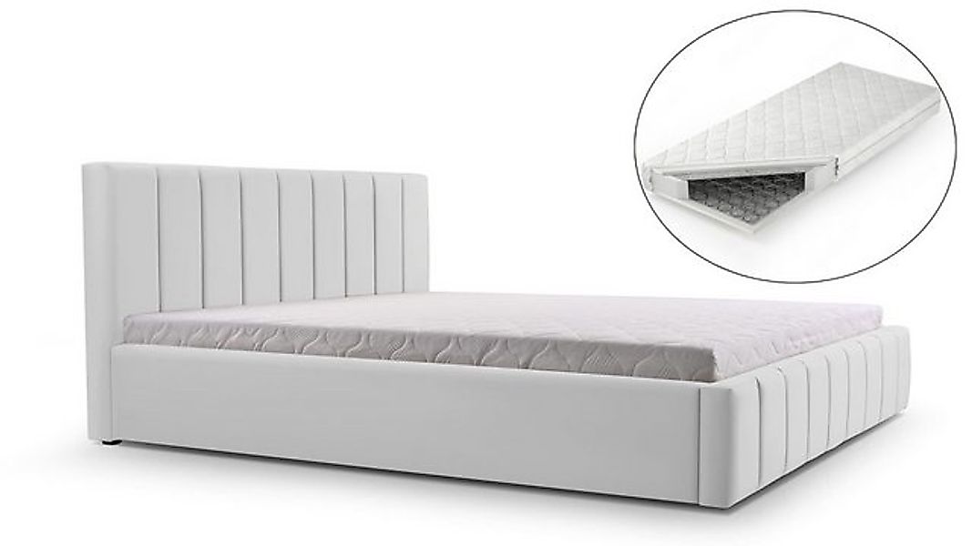 MOEBLO Polsterbett Bett 01 mit Matratze H3 (Polsterbett mit Bettkasten & Ma günstig online kaufen