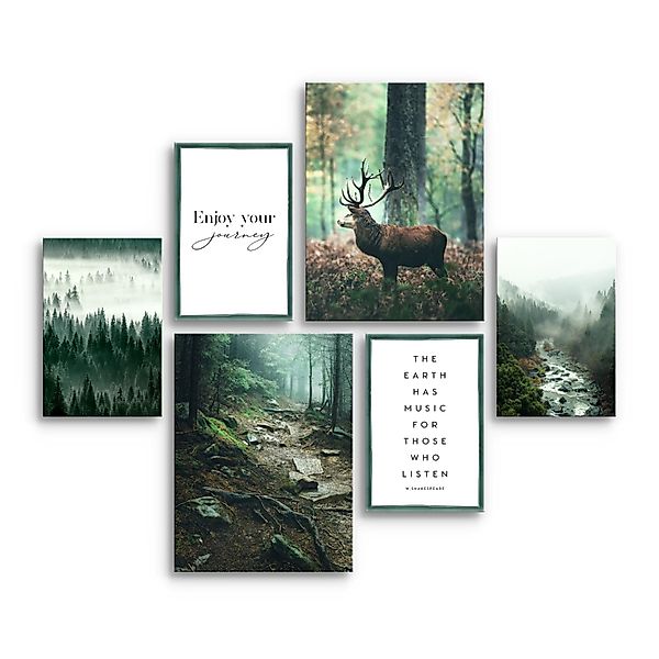 Novart Wandbild Wald Hirsch KOMPLETT AUFHÄNGFERTIG günstig online kaufen