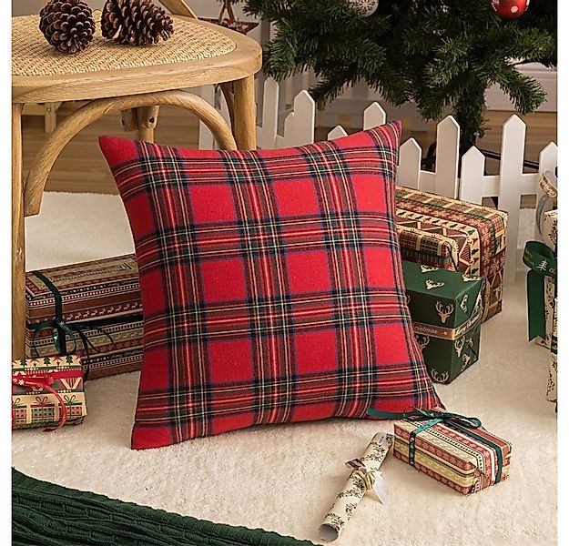 Rosnek Kissenbezug Weihnachten Tartan Plaid, 45x45cm, für Bett Sofa Esszimm günstig online kaufen