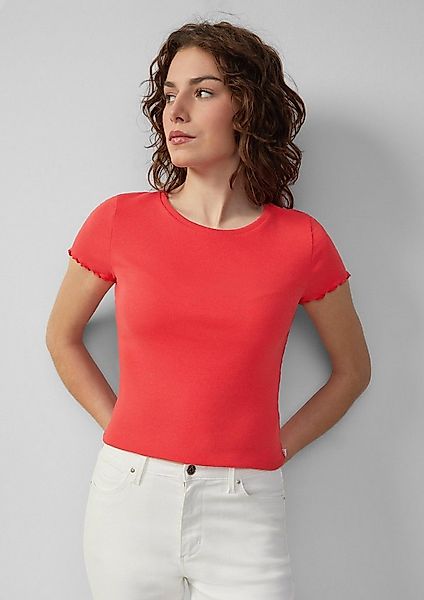 QS Kurzarmshirt T-Shirt Verkürztes Rippshirt mit Rundhalsausschnitt günstig online kaufen