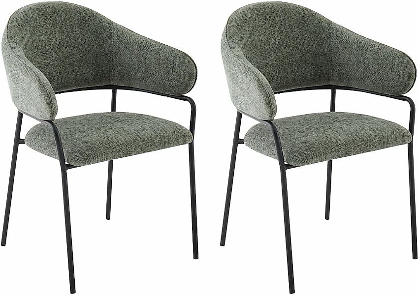 byLIVING Esszimmerstuhl "Curve" (Set) 2 Stk. Webstoff moderner Stoff Stuhl günstig online kaufen