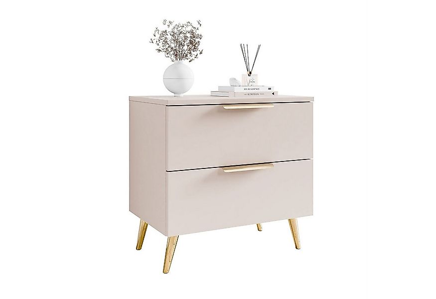 Lookway Nachttisch LINA Kaschmir 2S auf Füßen mit LED-Beleuchtung (1x Nacht günstig online kaufen