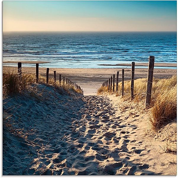 Artland Glasbild Weg zum Nordseestrand Sonnenuntergang, günstig online kaufen