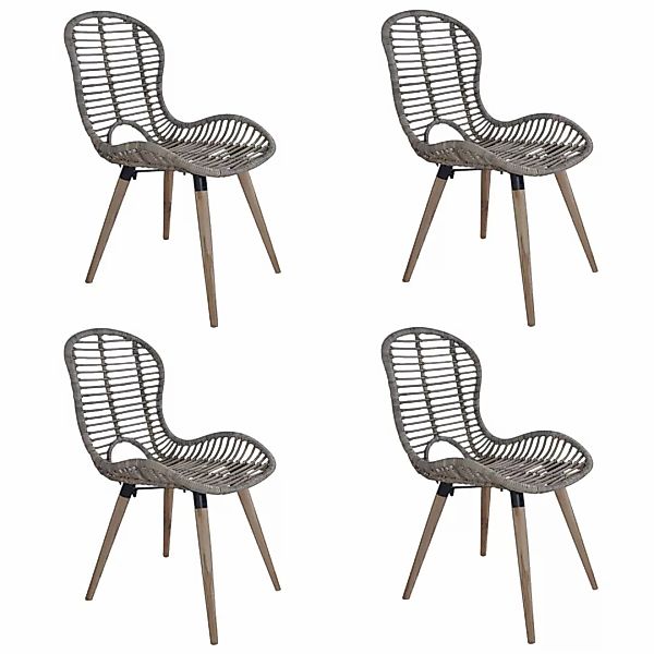 Esszimmerstühle 4 Stk. Braun Natürliches Rattan günstig online kaufen