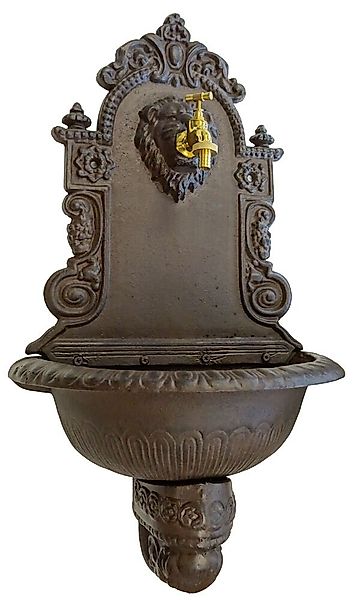 Wandbrunnen Löwenkopf Antik-Stil Waschbecken mit Wasserhahn Metall Braun günstig online kaufen