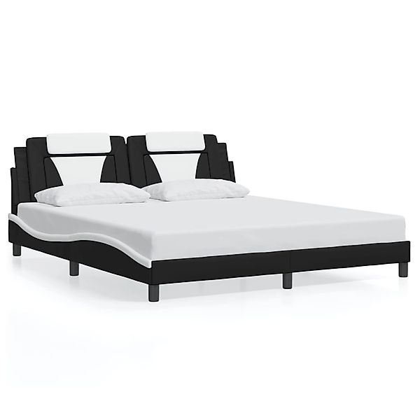 vidaXL Bettgestell Viana ohne Matratze Schwarz und Weiß 180x200 cm Kunstled günstig online kaufen