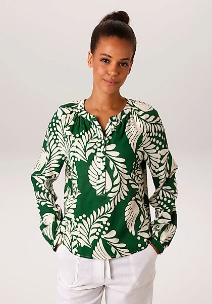 Aniston CASUAL Schlupfbluse mit großflächigen, grafischen Blättern bedruckt günstig online kaufen