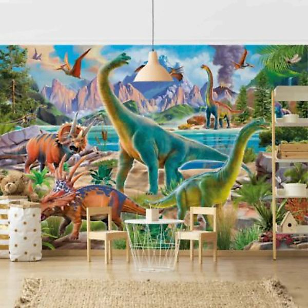 Bilderwelten Fototapete Brachiosaurus und Tricaterops bunt Gr. 432 x 290 günstig online kaufen