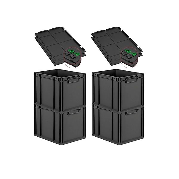 PROREGAL SuperSparSet 4x Eurobox Nextgen Grip Mit Scharnierdeckel Und Grüne günstig online kaufen