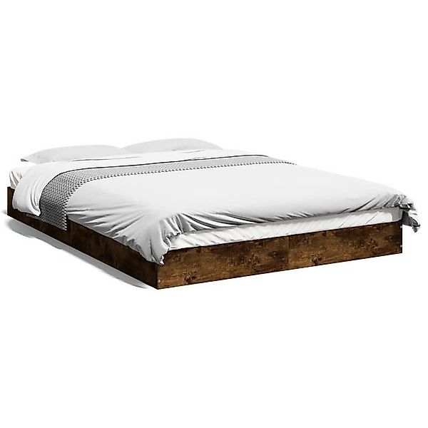 vidaXL Bettgestell, Bettrahmen Räuchereiche 120x200 cm Holzwerkstoff günstig online kaufen