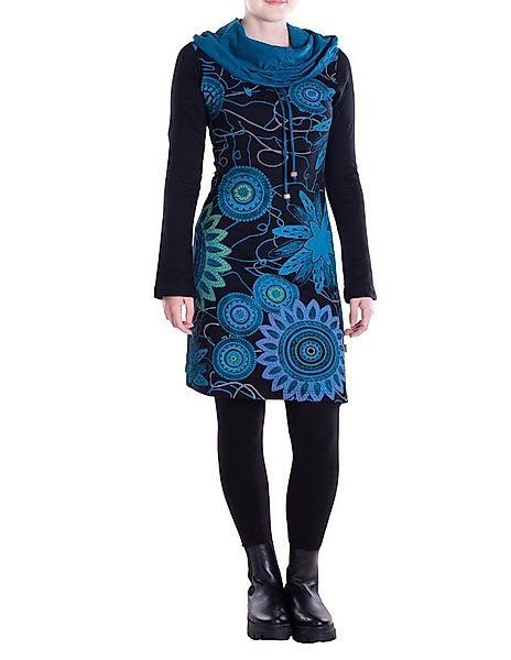 Vishes Tunikakleid Damen Mandala-Kleid Schal-Kragen Langarm-Shirtkleid Baum günstig online kaufen