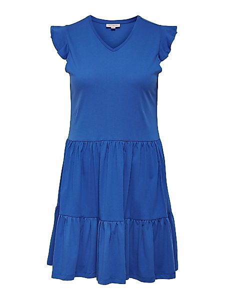 ONLY Curvy Rüschen Kleid Damen Blau günstig online kaufen