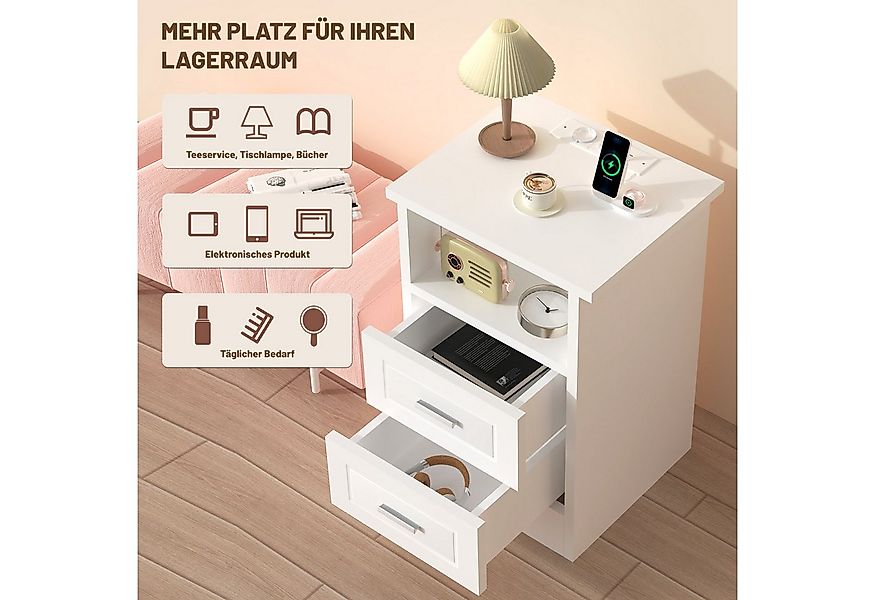 oyajia Nachttisch mit Beleuchtung LED und Ladefunktion USB & Type-C, Nachts günstig online kaufen