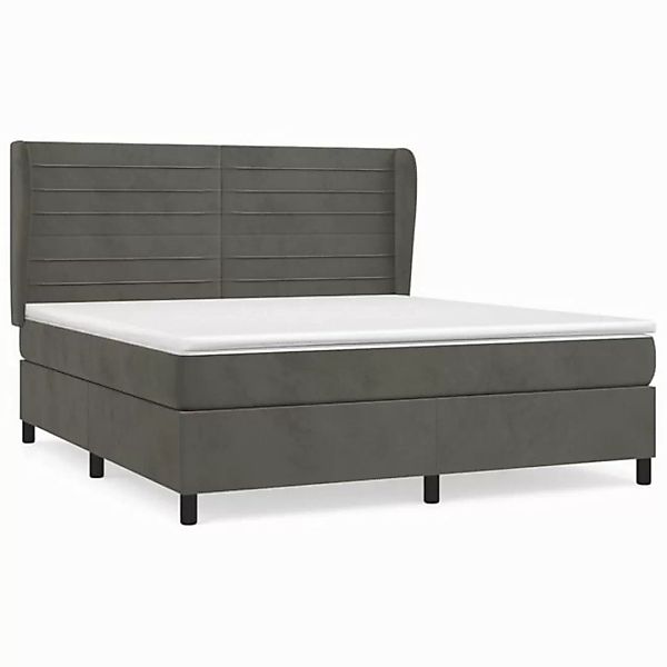 furnicato Bettgestell Boxspringbett mit Matratze Dunkelgrau 180x200 cm Samt günstig online kaufen