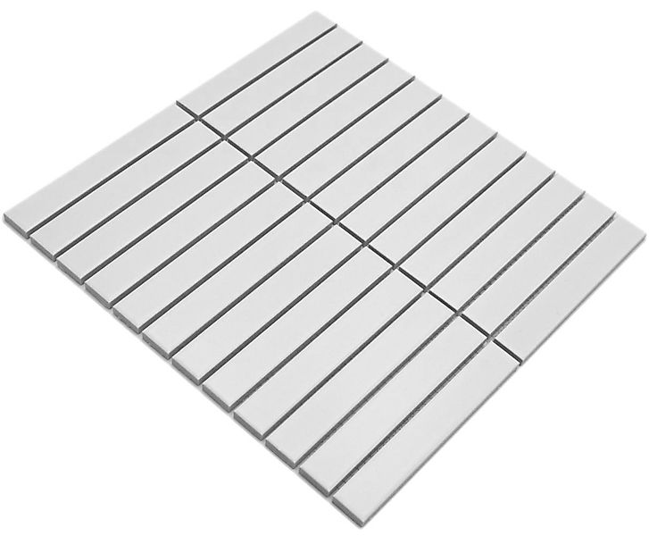 Mosani Mosaikfliesen Keramik Mosaik Stäbchen Modern Art weiß matt günstig online kaufen