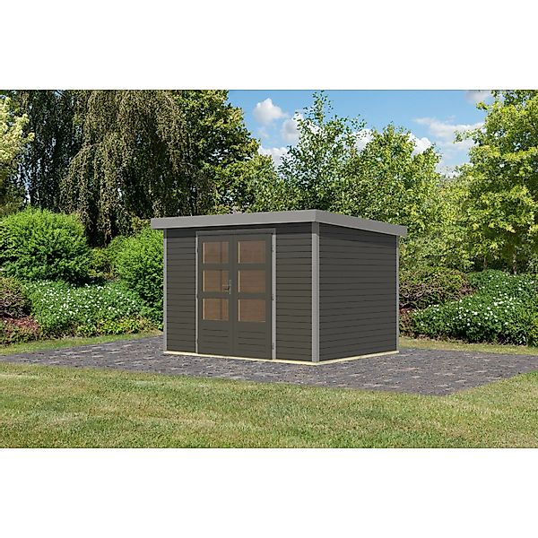 Karibu Gartenhaus Diego 4 B Terragrau/Graualuminium 209 x 298 x 213 cm günstig online kaufen