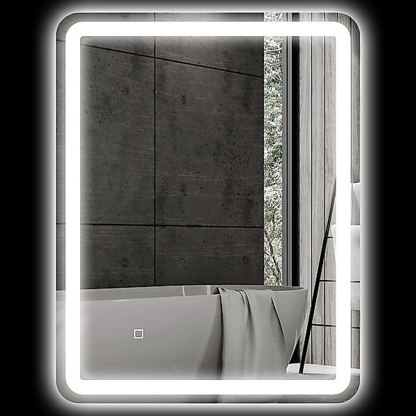HOMCOM Badspiegel, 60 x 80 cm LED Spiegel mit Touch-Schalter, Memory-Funkti günstig online kaufen