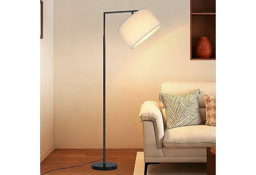 Nettlife Stehlampe Retro-Stoffschirm Weiß E27 Wohnzimmer Stehleuchte, LED w günstig online kaufen