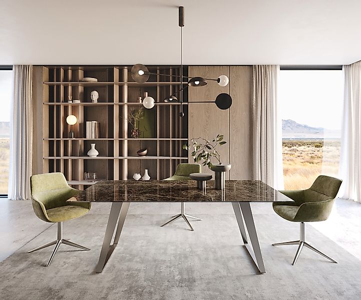 Esstisch Edge 200x100 Keramik Emperador Extra Lucidato Dunkelbraun Edelstah günstig online kaufen